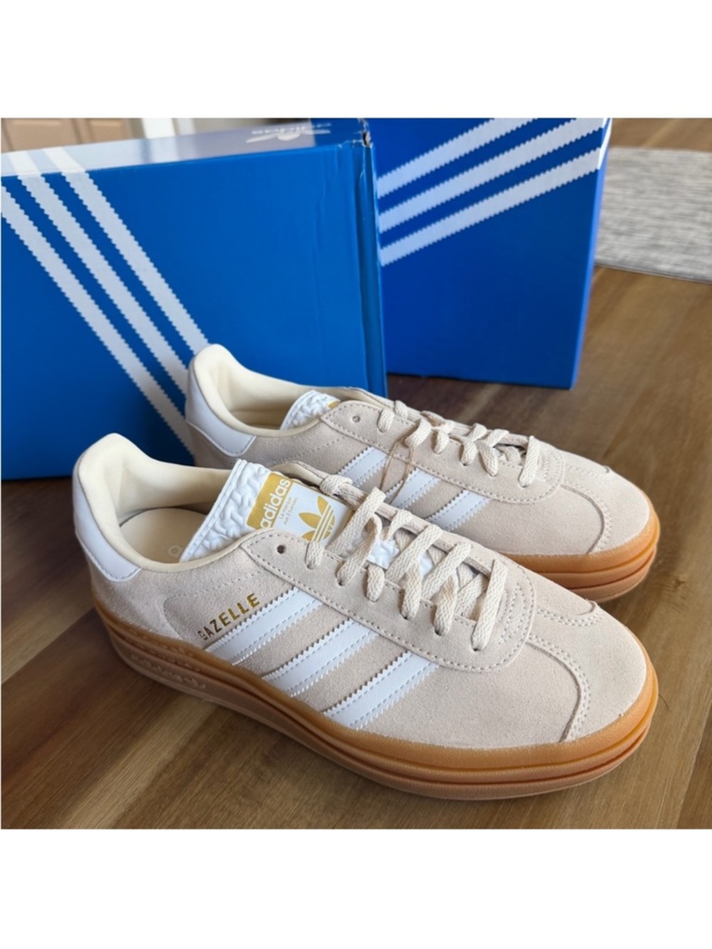 adidas Gazelle Bold J Wonder White / Gum - Picture 7 of 9